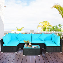 Load image into Gallery viewer, 7-Piece Outdoor Wicker Patio Sofa Set-Turquoise
