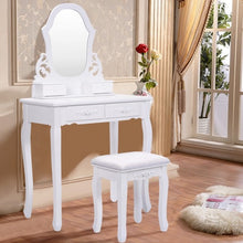 Load image into Gallery viewer, White Vanity Makeup Dressing Table with Mirror + 4 Drawers
