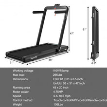 Load image into Gallery viewer, 4.75HP 2 In 1 Folding Treadmill with Remote APP Control-Black
