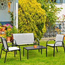 Load image into Gallery viewer, 4 pcs Patio Furniture Set with Glass Top Coffee Table-Gray
