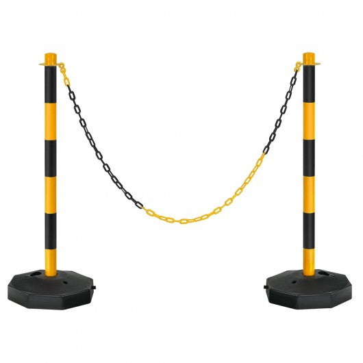 2 Pack 34'' Traffic Delineator Poles with Fillable Base-Yellow