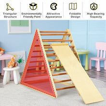 Load image into Gallery viewer, Foldable Wooden Climbing Triangle Indoor with Ladder for Toddler Baby-Natural
