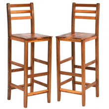 Load image into Gallery viewer, Set of 2 Ladder Back 28.5" Acacia Wood Patio Bar Stool
