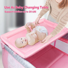 Load image into Gallery viewer, Portable Foldable Baby Playard Nursery Center with Changing Station-Pink
