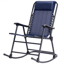Load image into Gallery viewer, Outdoor Patio Headrest Folding Zero Gravity Rocking Chair-Blue
