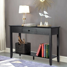 Load image into Gallery viewer, Console Sofa Side Accent Table with Drawer Shelf-Black
