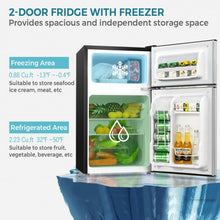 Load image into Gallery viewer, 3.3 Cubic Feet Compact Refrigerator with Freezer 2 Reversible Door Mini Fridge-Silver
