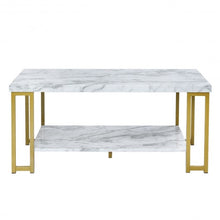 Load image into Gallery viewer, Modern Coffee Table Faux Marble Top Accent Cocktail Table

