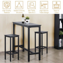 Load image into Gallery viewer, 3 Pieces Bar Table Counter Breakfast Bar Dining Table with Stools-Black
