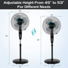 Load image into Gallery viewer, 16 Inches Adjustable Height Fan with Quiet Oscillating Stand for Home and Office
