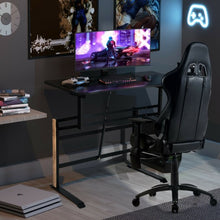 Load image into Gallery viewer, Pneumatic Height Adjustable Gaming Desk T Shaped Game Station w/Power Strip Tray
