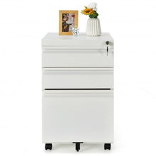 Load image into Gallery viewer, 3-Drawer Mobile File Cabinet Stee with Lock-White
