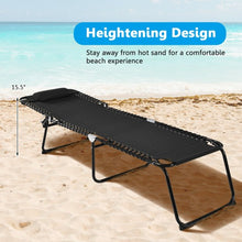 Load image into Gallery viewer, Folding Heightening Design Beach Lounge Chair with Pillow for Patio-Black
