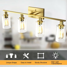 Load image into Gallery viewer, 4-Light Wall Sconce with Clear Glass Shade-Golden
