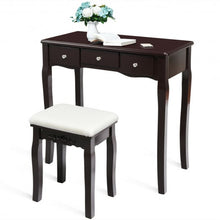 Load image into Gallery viewer, Dimmable Bulbs Touch Switch Vanity Dressing Table Set with Removable Box-Coffee
