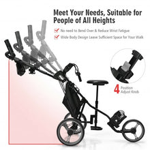 Load image into Gallery viewer, 3 Wheels Folding Golf Push Cart with Seat Scoreboard and Adjustable Handle-Gray

