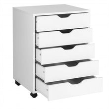 Load image into Gallery viewer, 5 Drawer Mobile Lateral Filing Storage Home Office Floor Cabinet w/Wheels-White
