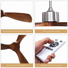 Load image into Gallery viewer, 52&quot; Modern Brushed Nickel Finish Ceiling Fan with Remote Control
