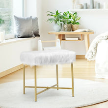 Load image into Gallery viewer, Faux Fur Ottoman Decorative Stool with Metal Legs
