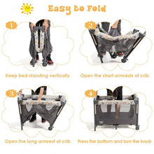 Load image into Gallery viewer, 3-in-1 Convertible Portable Baby Playard with Music Box  Wheel and Brakes-Gray
