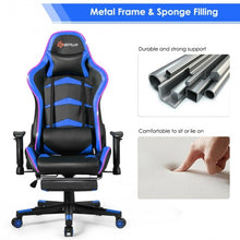 Load image into Gallery viewer, Massage LED Gaming Chair with Lumbar Support &amp; Footrest-Blue

