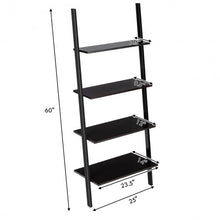 Load image into Gallery viewer, 4-Tier Industrial Leaning Wall Bookcase-Black
