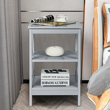 Load image into Gallery viewer, 3-Tier Nightstand End Table with X Design Storage -Gray

