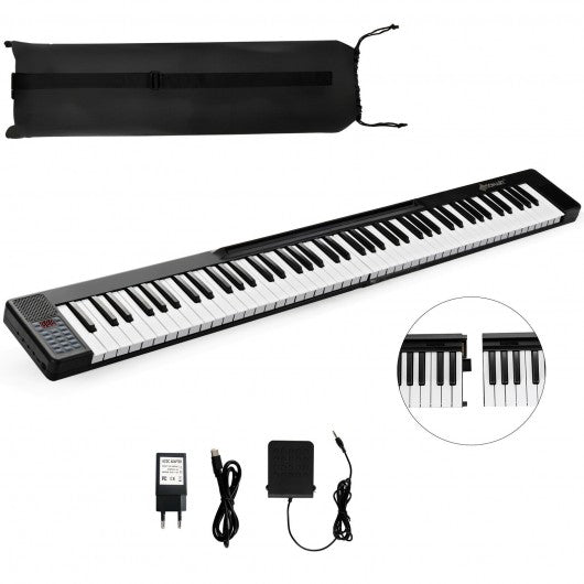 2 in 1 Attachable Digital Piano Keyboard 88/44 Touch sensitive Key w/ MIDI-Black