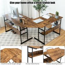 Load image into Gallery viewer, L-Shaped Computer Desk with Tiltable Tabletop-Rustic Brown
