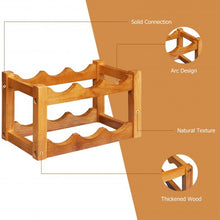 Load image into Gallery viewer, 2-Tier Bar Kitchen 6-Bottle Wine Display Holder with Wooden Tabletop
