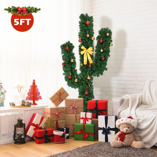 5' / 6' / 7' Artificial Cactus Christmas Tree with Lights-5'