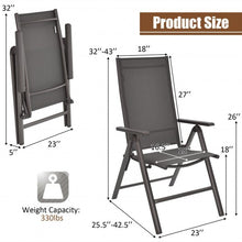 Load image into Gallery viewer, 2PCS Patio Folding Dining Chairs Aluminium Adjustable Back-Gray
