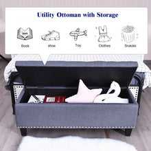 Load image into Gallery viewer, 48&quot; Rectangular Fabric Storage Ottoman Bench Button Tufted Foot Rest Stool-Gray
