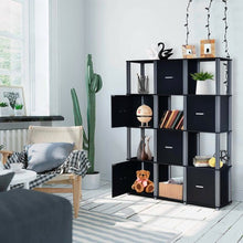 Load image into Gallery viewer, 4-Tier Storage Shelf Display Bookcase with 6 Doors-Black
