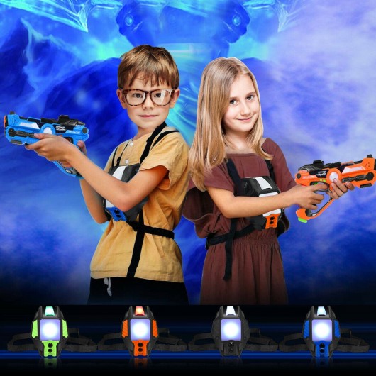 4 pcs  Set Laser Tag Guns with Vests LED Target Armor-Guns+Vests