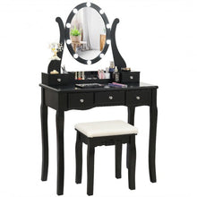 Load image into Gallery viewer, Touch Switch Makeup Dressing Vanity Table Set with 10 Light Bulbs-Black
