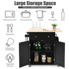 Load image into Gallery viewer, Rubber Wood Countertop Rolling Kitchen Island Cart-Black
