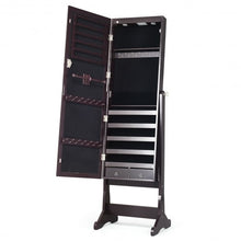 Load image into Gallery viewer, Lockable Mirrored Jewelry Cabinet with Stand and Led Lights-Brown
