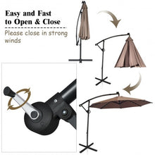 Load image into Gallery viewer, 10FT 360 Rotation Solar Powered LED Patio Offset Umbrella-Tan
