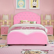 Load image into Gallery viewer, Kids Children PU Upholstered Platform Wooden Princess Bed
