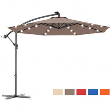 Load image into Gallery viewer, 10 Inch Patio Hanging Solar LED Umbrella Sun Shade with Cross Base-Tan
