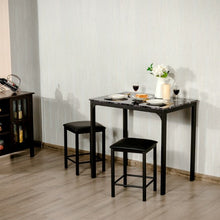 Load image into Gallery viewer, 3 Piece Counter Height Dining Set Faux Marble Table-Black
