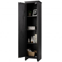 Load image into Gallery viewer, Linen Tower Bathroom Storage Cabinet Tall Slim Side Organizer with Shelf-Black
