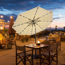 Load image into Gallery viewer, 10&#39; Solar LED Lighted Patio Market Umbrella Shade Tilt Adjustment Crank-Beige

