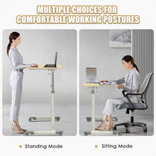 Load image into Gallery viewer, Height Adjustable Computer Desk Sit to Stand Rolling Notebook Table -Natural
