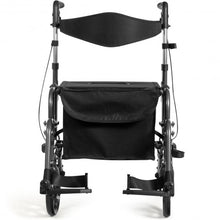 Load image into Gallery viewer, Aluminum Adjustable Folding Handle Medical Walker Rollator-Black
