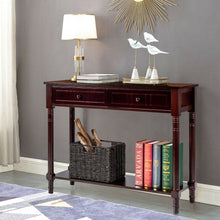 Load image into Gallery viewer, Console Accent Sofa Table with Drawers and Bottom Shelf-Brown
