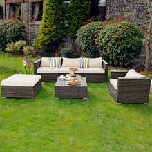 Load image into Gallery viewer, 6 pcs Patio Rattan Wicker Furniture Set w/ 2 Set Cushion Cover
