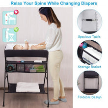 Load image into Gallery viewer, Portable Infant Changing Station Baby Diaper Table with Safety Belt-Black
