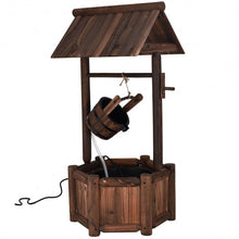 Load image into Gallery viewer, Garden Rustic Wishing Well Wooden Water Fountain with Pump
